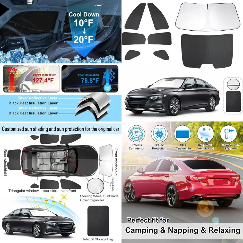 

Universal Car Windshield Sun Shade Set with Side & Rear Window Covers for Privacy and Temperature Control