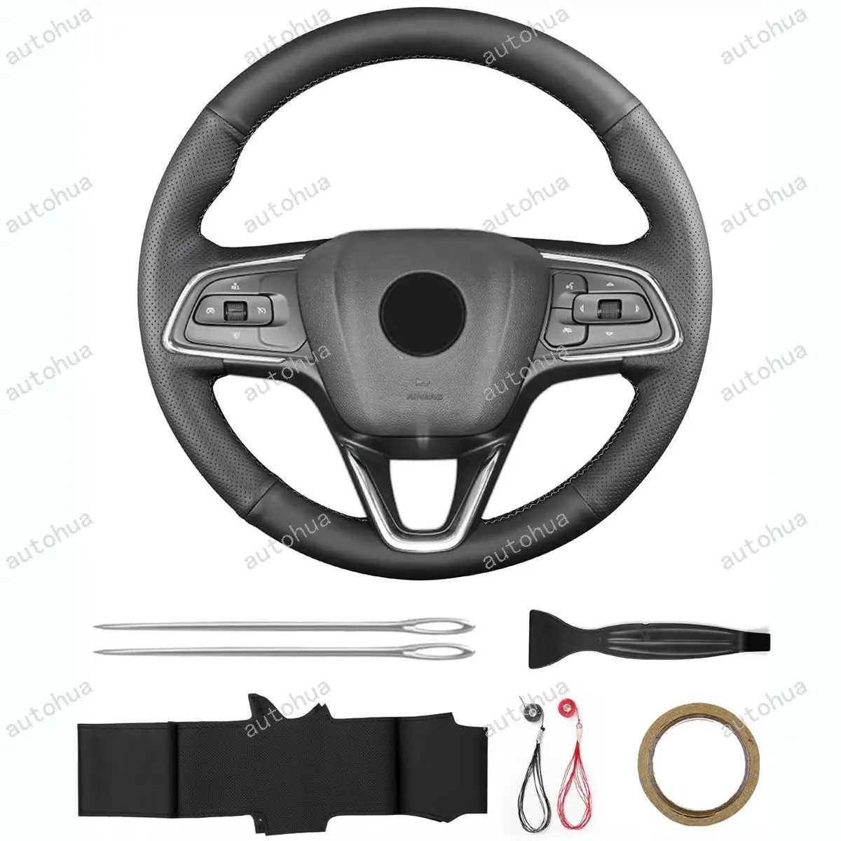 

Hand-Stitch Steering Wheel Cover for Buick 2020 Encore GX/2021 Envision Non-Slip Breathable Microfiber Leather DIY Hand Sewn