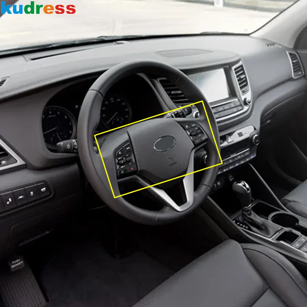 For Hyundai Tucson 2015-2017 2018 2019 2020 Carbon Fiber Car Steering Wheel Panel Cover Trim Decorative Interior Accessories