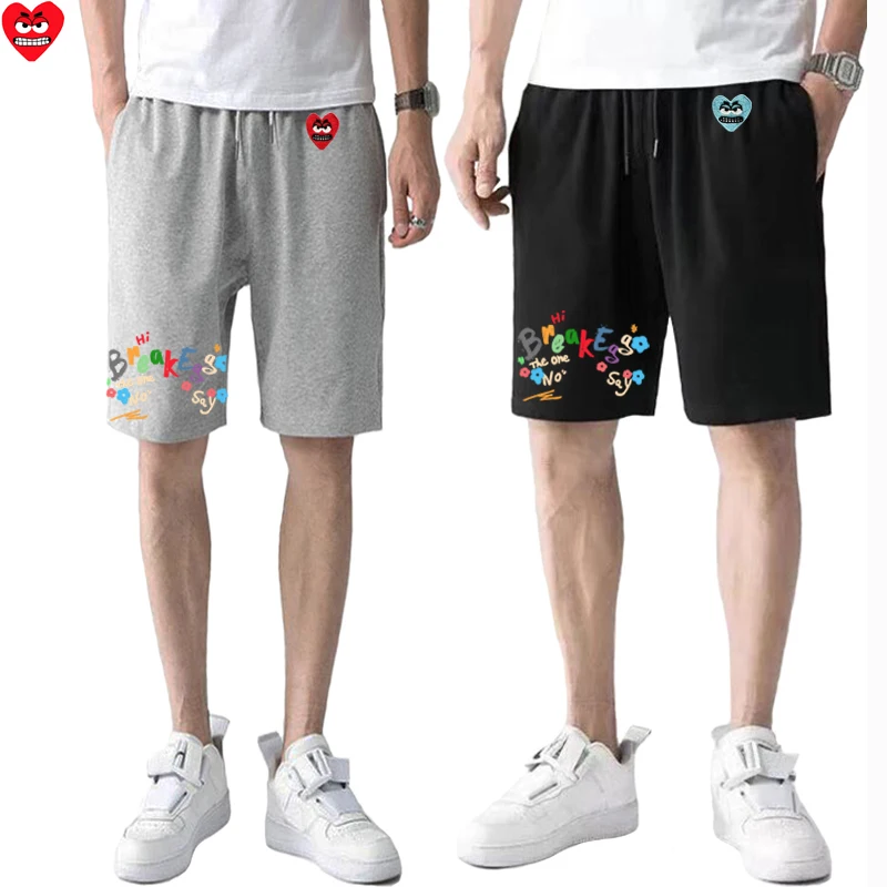 

Мужские шорты Break Egg, хлопковые мультяшные милые сердечки с вышивкой Break Egg, эластичные летние полуповседневные брюки с принтом букв на шнурке