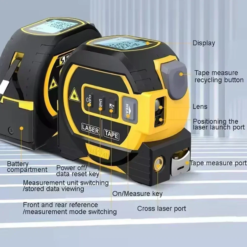 

3 In 1 Laser Rangefinder 40 M / 60 M Distance Measurement With Backlit Display Rangefinder Scale Area / Distance Rechargeable