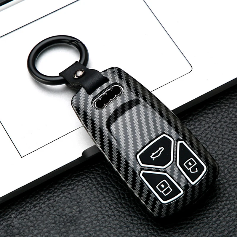 Carbon Fiber Car Remote Key Case Cover Shell For Audi A4 B9 A5 A6 8S 8W Q5 Q7 4M S4 S5 S7 TT TTS TFSI RS Protector Fob Keyless