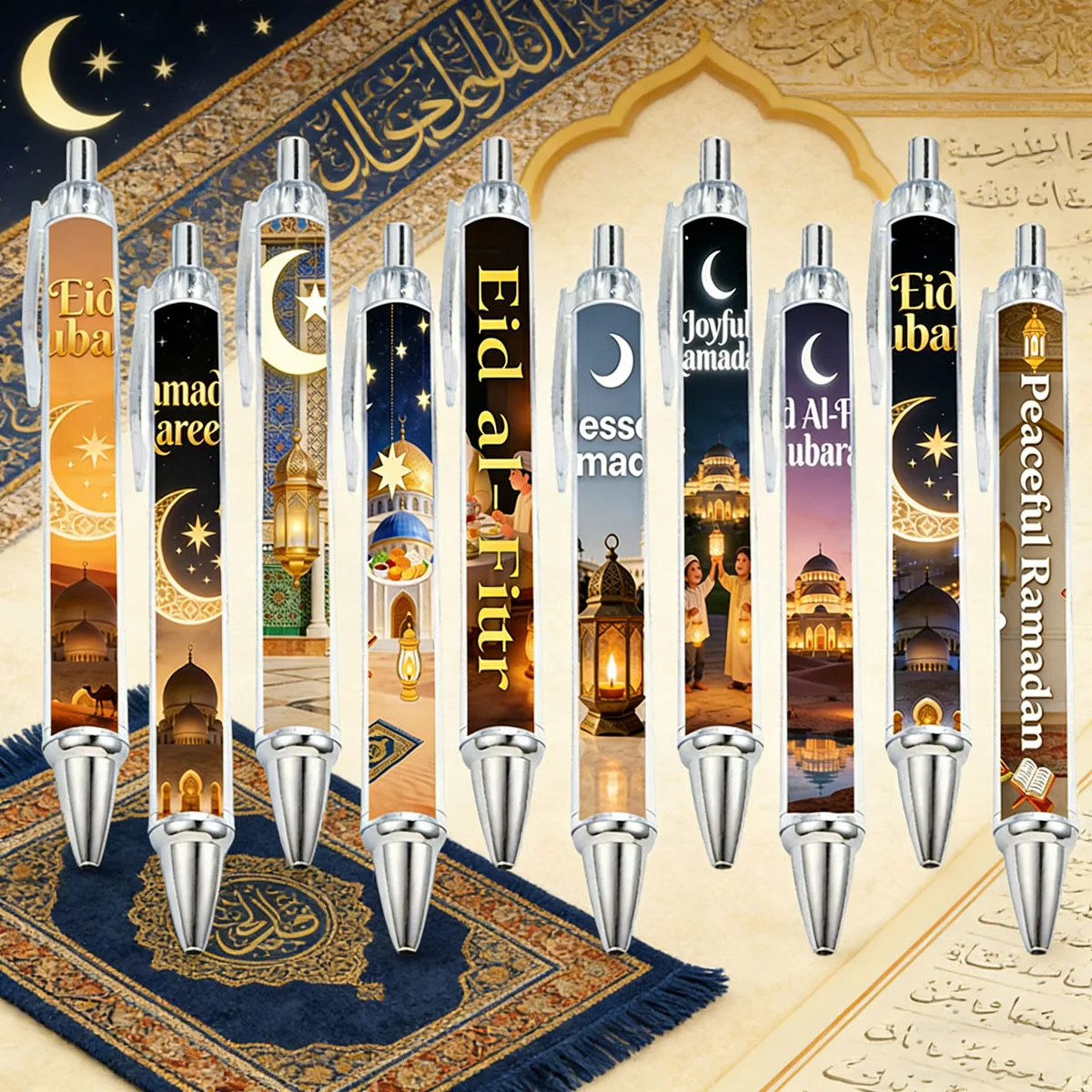 

6/10PCS Moon Festival Ballpoint pens, festival element pattern Ballpoint pens, gift decorative writing pens