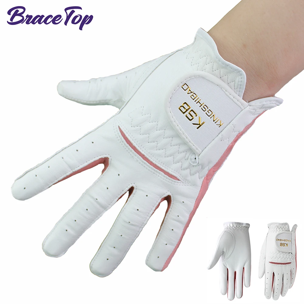 BraceTop 1 Pair Kids Golf Gloves Lambskin Leather Breathable Anti-slip Sports Gloves Lovely Design for Boys Girls Teenagers New