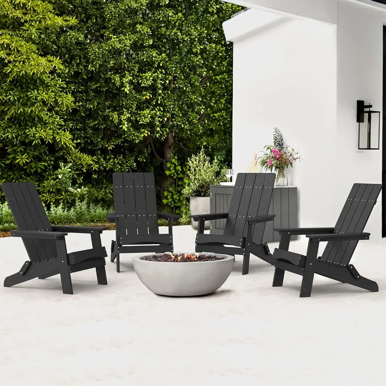 

Folding Adirondack Chairs Set of 4, HDPS Poly Modern Adirondack Chair, Weather Resistant Plastic Adirondack Fire Pit Chairs