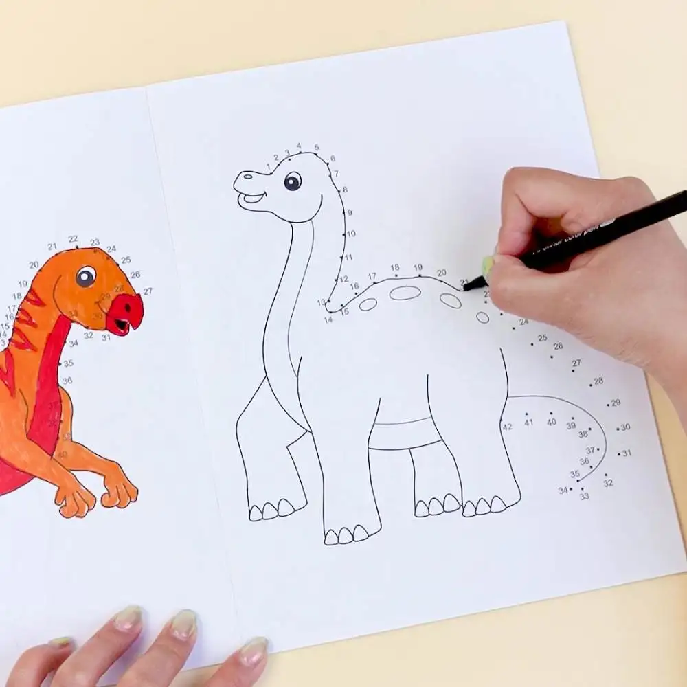 Lustige Kinder Dot to Dot Zeichnung Malbücher DIY Cartoon Tiere Dinosaurier Malbuch Kinder Kunsthandwerk Montessori Spielzeug