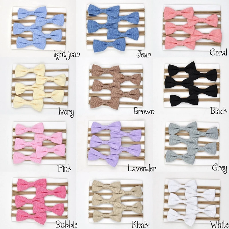 

5pcs/lot Nylon Headband Handband Fabric Bow Hair Band Newborn Hair Accessory 12colors Kids Girls Hair Accessories Headbands DIY