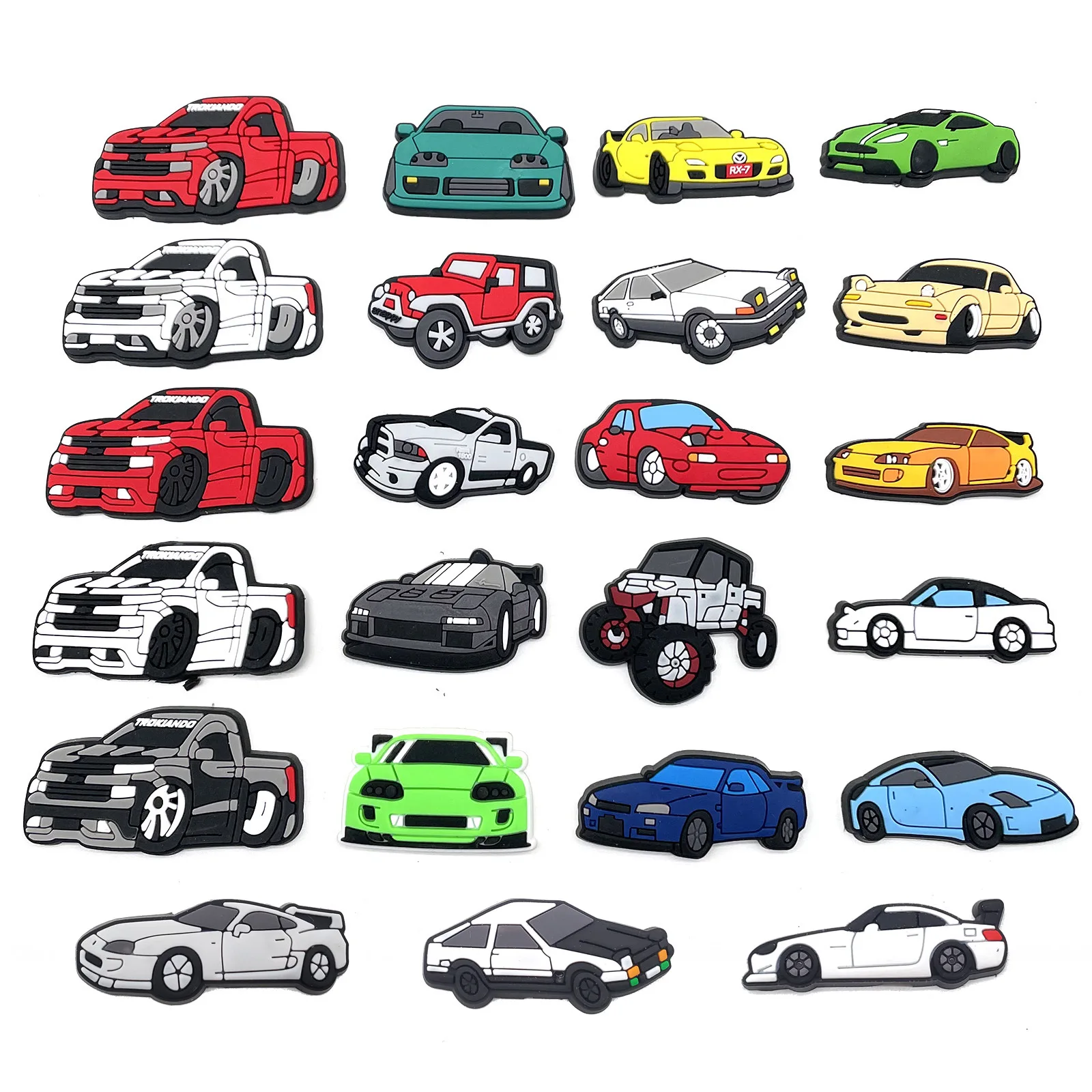 1-23PCS Car Series for CartoonShoe Charms Sandals Accessories Cool Car Shoe Buckle Decoration Beach Bag Accessories Gift