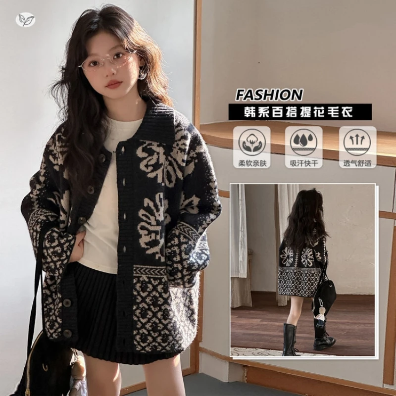 

Трикотаж Fair Isle для маленькой девочки — классический кардиган на пуговицах, осенний свитер-кардиган, куртка-свитер для больших девочек