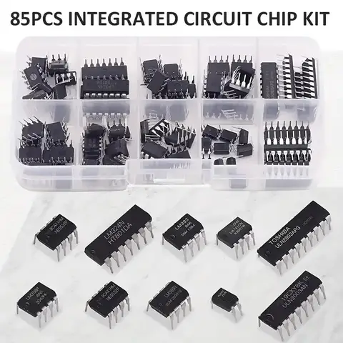 85PCS 10 Tipi NE555 LM324 LM393 UA741 ULN2803 LM358 LM386 NE5532 ULN2003 PC817 Circuito Integrato DIP IC Combinazione Chip Kit