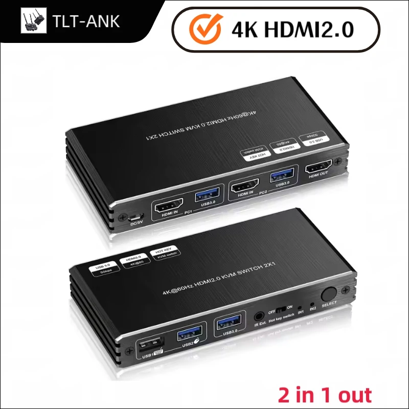 8K HDMI Switcher 2 in 1 Out Audio Extractor Unterstützung Atmos Soundbar SPDIF Toslink RCA Audio Fernbedienung ARC Auto Switch