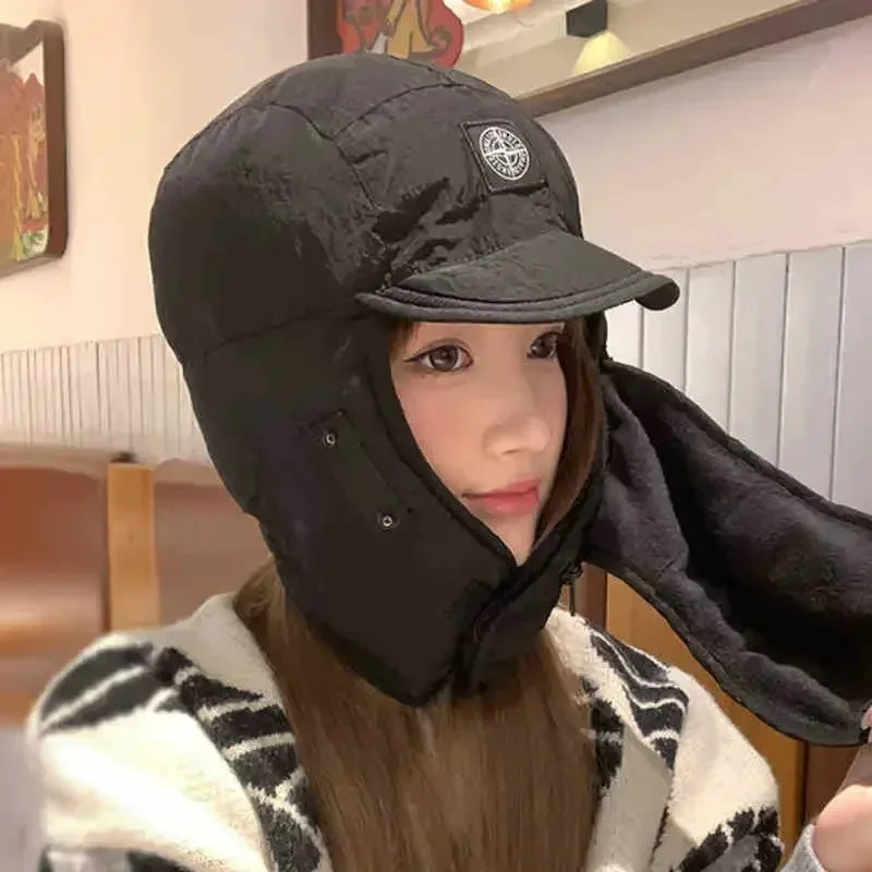 

Пуховая хлопковая кепка-вилка в японском стиле для мужчин и женщин, утолщенная защита ушей, уличная велосипедная зимняя теплая мягкая хлопковая шапка