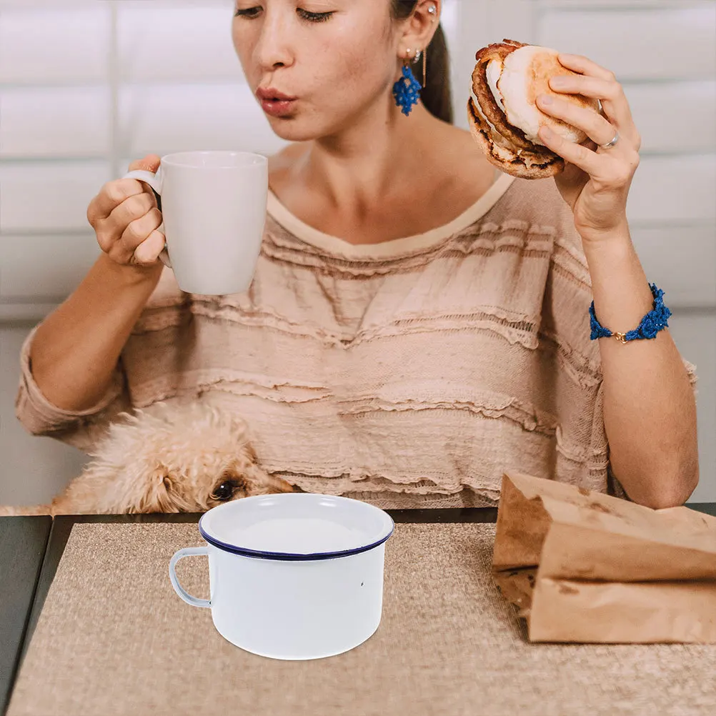 

2pcs Enamel Noodle Bowl Retro Chinese Style Large Soup Rice Bowl For Kitchen Home Use Mixing Salad Ramen Dinnerware Set