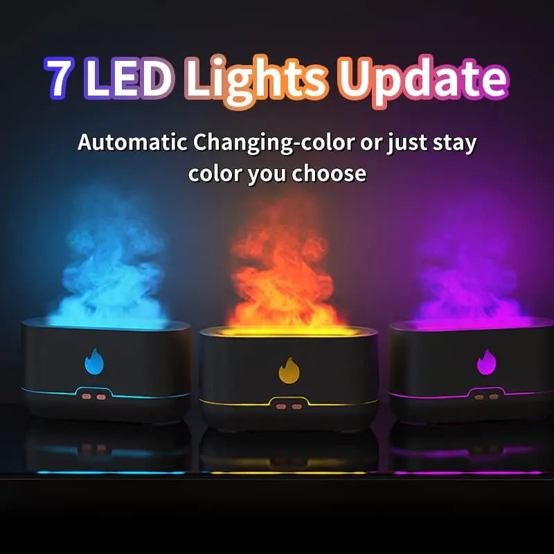 

7 LED Aroma Oil Diffuser Air Humidifier Ultrasonic Cool Mist Maker Flame Diffuser Aroma USB Humidifier Home Appliance