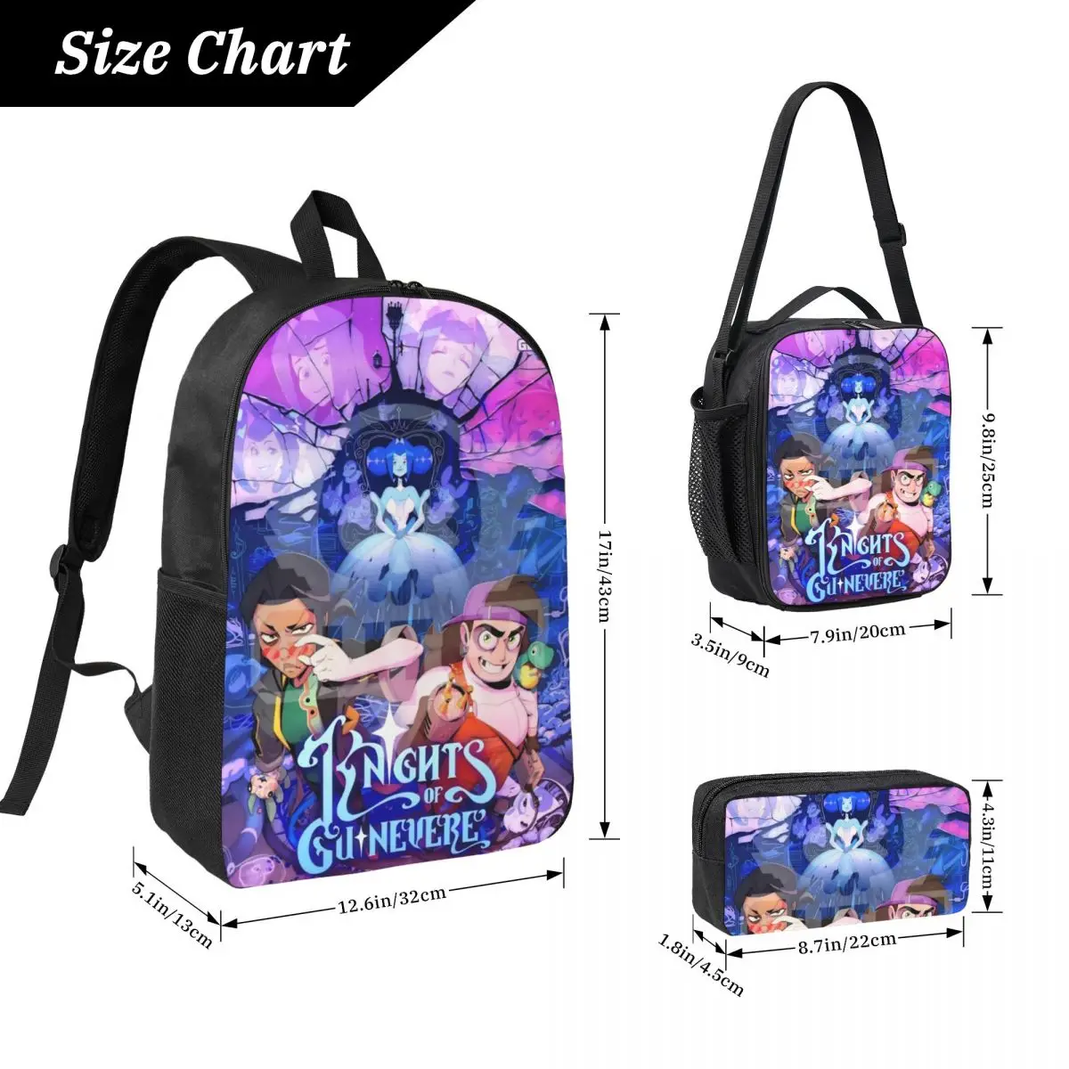 K-Knights Of Guinevere Backpack Lunch Box Pen Bags for Boys Girls Preschool Backpacks School bag Bookbag Set