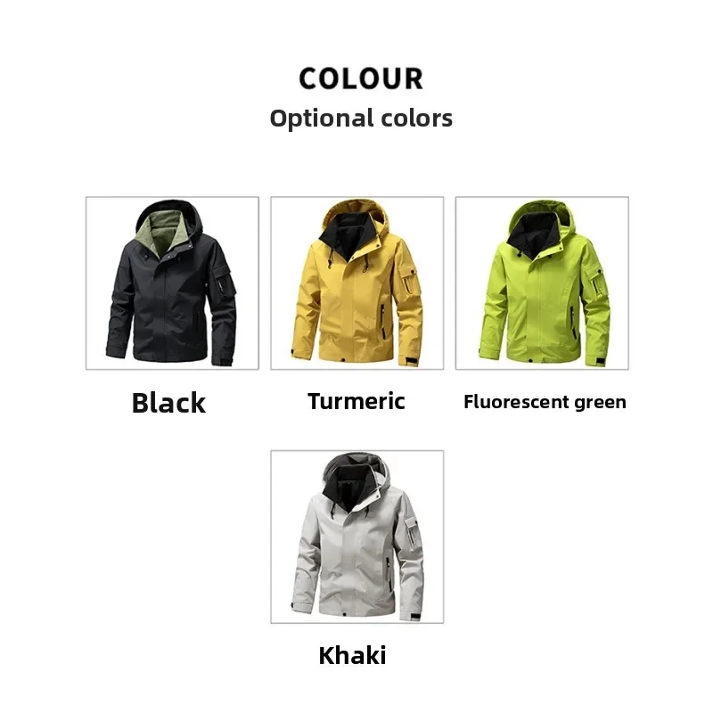 Leichte Herren-Kapuzenjacken Herbst Casual Streetwear Mode Multi-Taschen Arbeitsjacken Outdoor Wasserdichte Windjacke – Detail 2