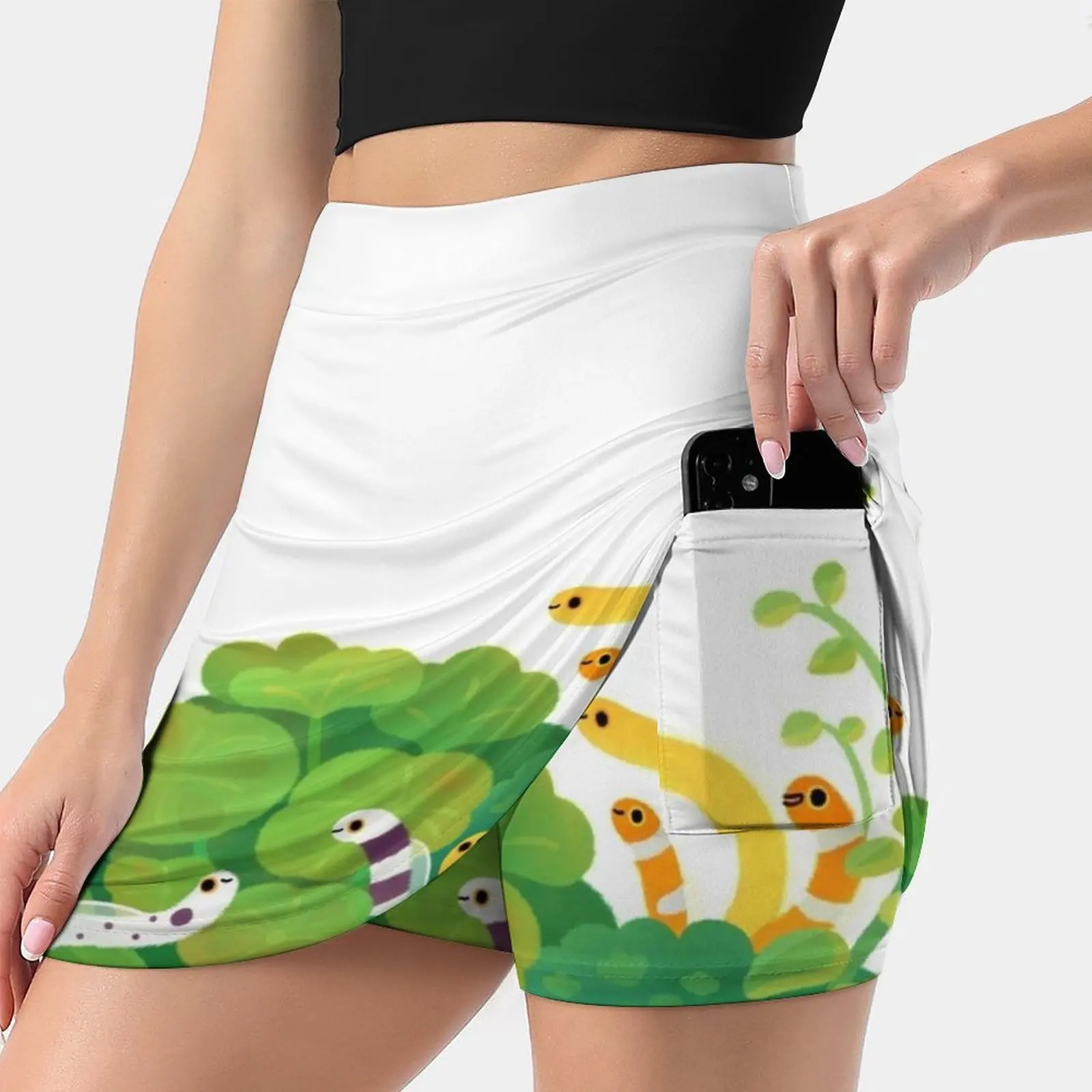 Garden Eel Women's skirt Mini Skirts A Line Skirt With Hide Pocket Garden Eel Eel Garden Plants Fish Marine Life Aqarium