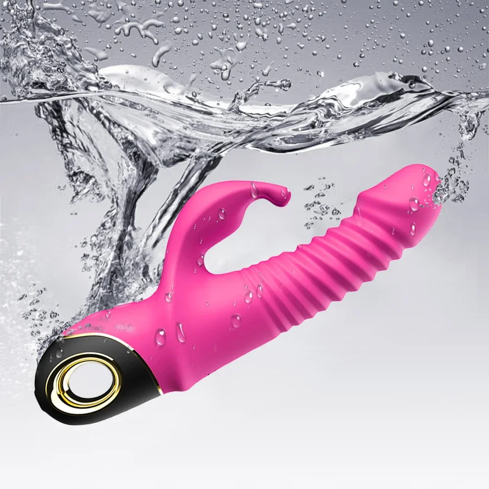 2 in 1 Rabbit Vibrator Automatic Telescopic Rotation G-Spot Clitoris Stimulator Female Dildo Sex Toys Goods for Women Adults 18