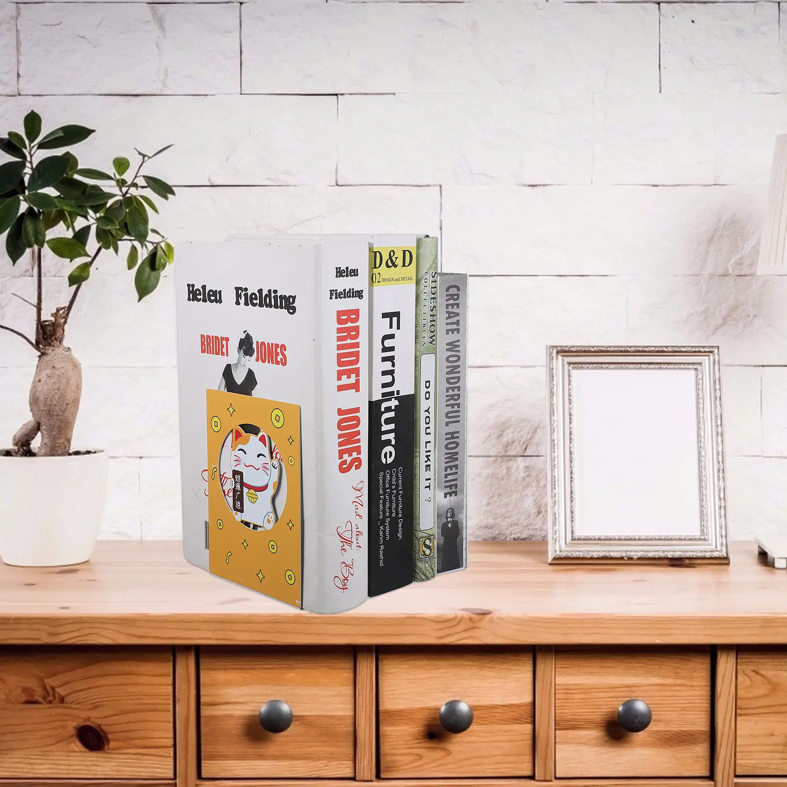 

2Pcs Fortune Cat Bookends Iron Art Desktop Organizer Cartoon Cat Book Stoppers Metal Office Book Supports for Home Study
