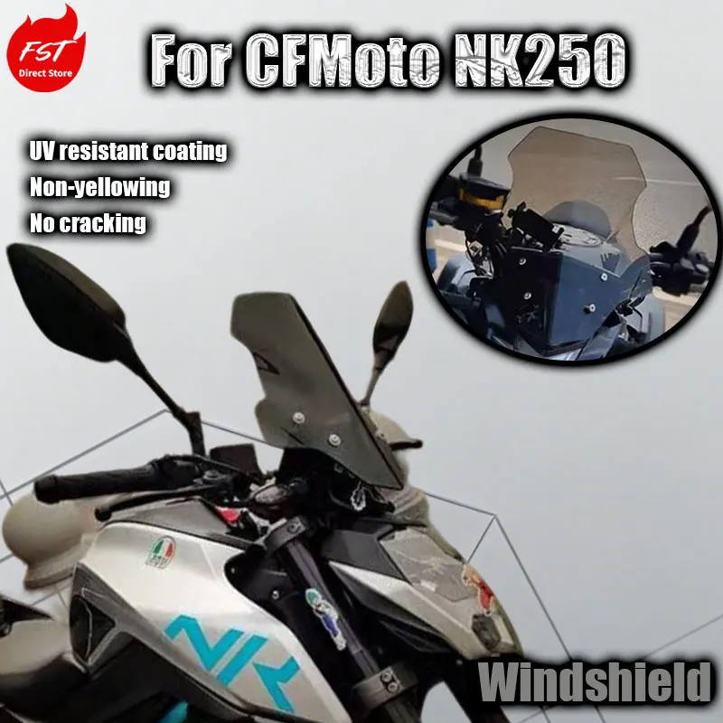 For CFMoto NK250 windshield modification available in 3 colors with aerodynamic design, stylish and dynamic