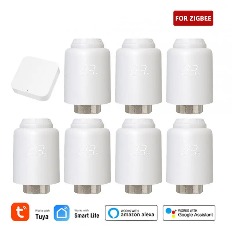 

Tuya Zigbee Thermostatic Radiator Programmable Valve Smart Home Heating Froest Protection Remote Group Control via Google Alexa