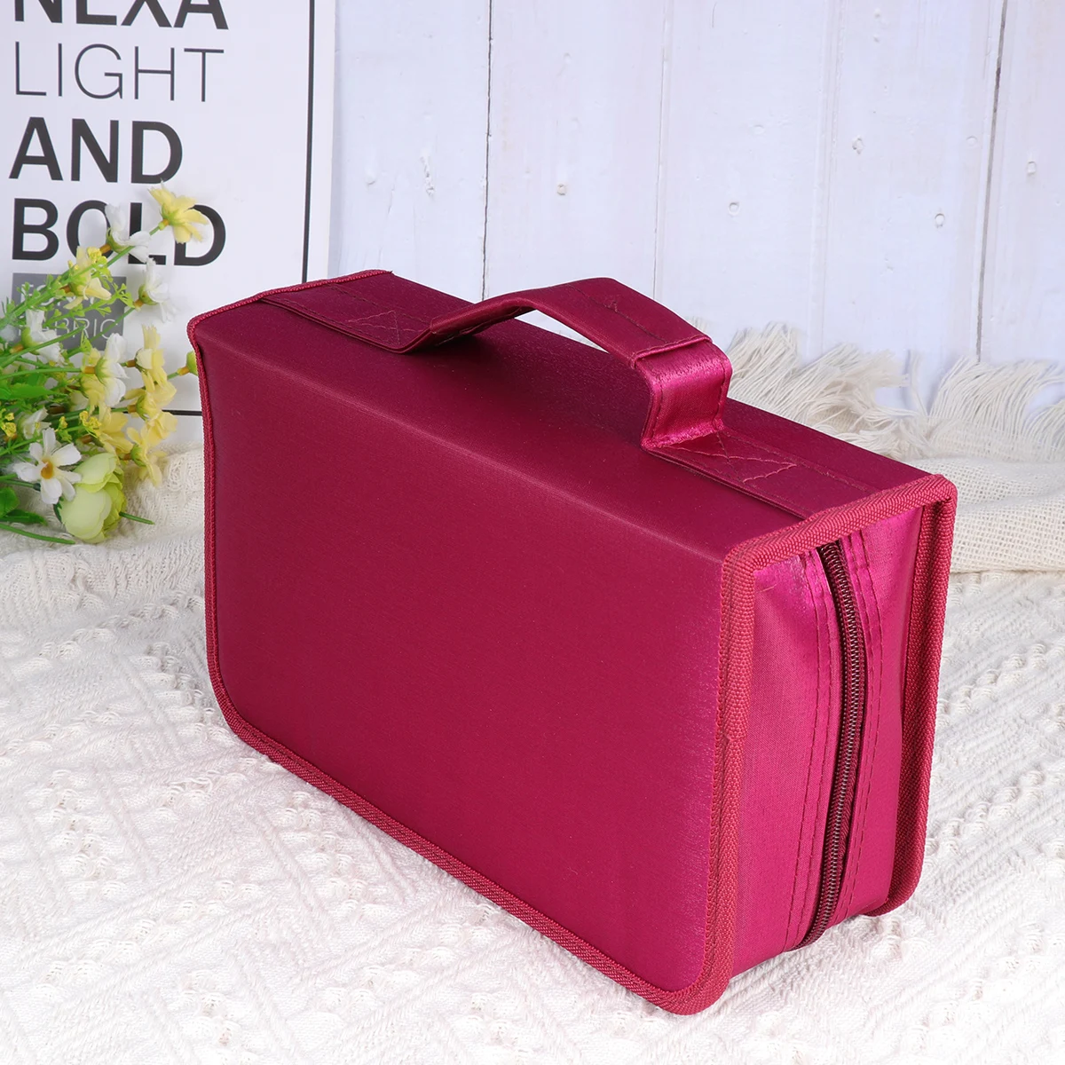 

Cd Storage Bag Large Capacity Dvd Cloth Pouch Smooth Zipper Organizer Wear-Resistant Moisture-Proof For Home Car Use
