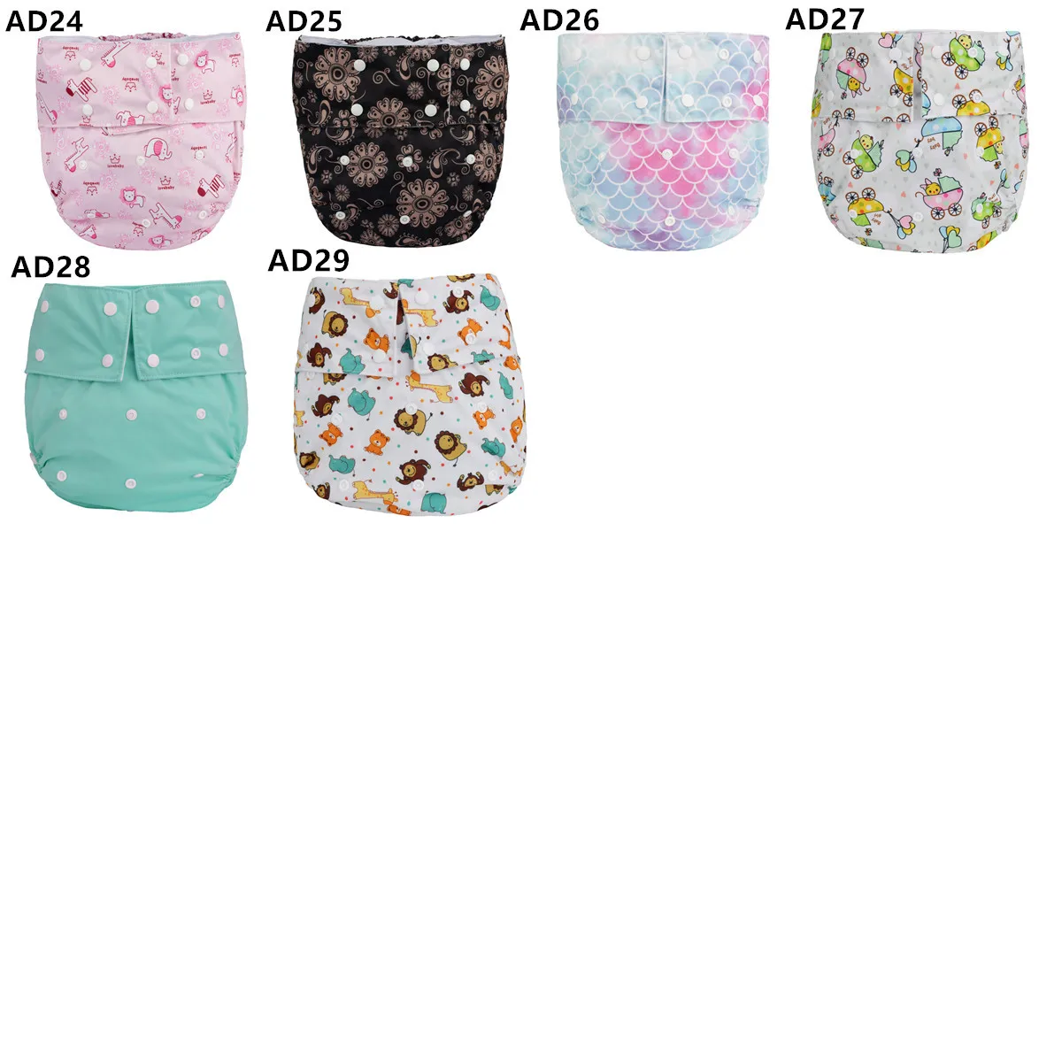 [Sigzagor]3 Teen Adult Cloth Diapers Nappies Urinary Incontinence Pocket Reusable Double Leg Gussets ABDL Age  Play Costumes