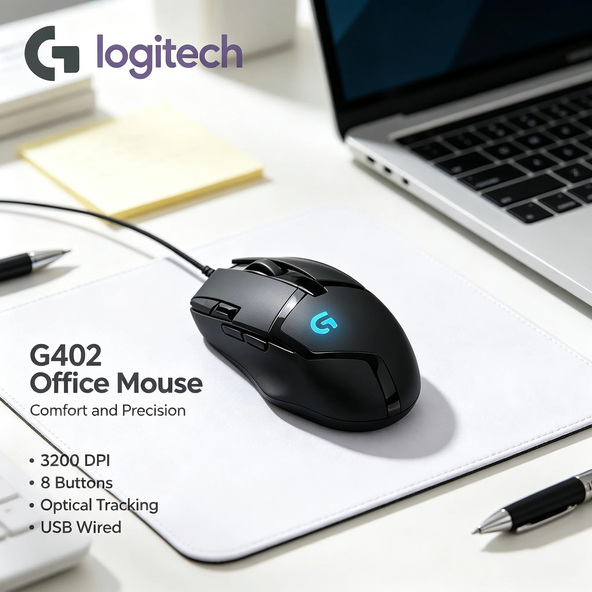 Logitech G402 Wired Optical Gaming Mouse Fast Response RGB Illumination For CS2 Valorant League Of Legends E‑Sport Player Deskto
