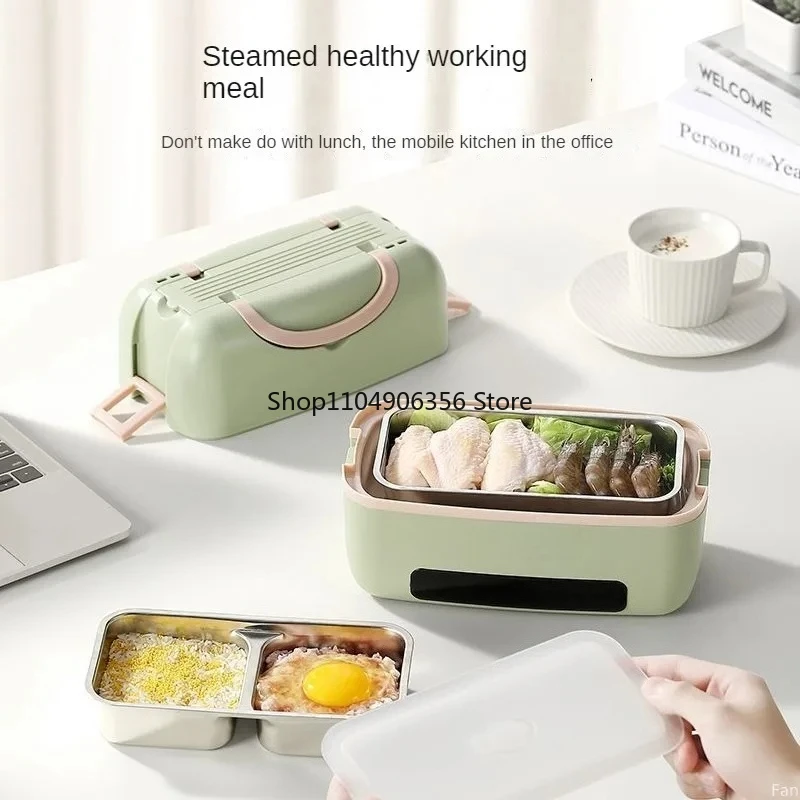 

Электрический ланч-бокс с подогревом 1.2 л, таймером на 9.5 часов, мини-термос для еды, двухслойная пароварка для риса, для офисных работников