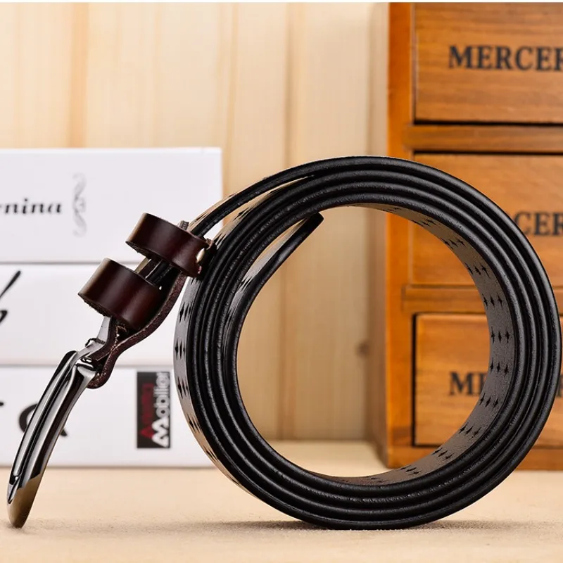 حزام نسائي من الجلد الطبيعي بتصميم كلاسيكي، حزام مجوف متعدد الاستخدامات، حزام بإبزيم دبوس أنيق للنساء #4