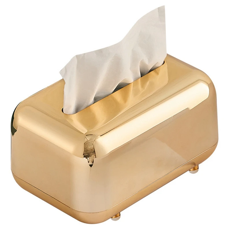 

Luxury Golden Tissue Boxes Storage Napkin Holder Paper Case Organizer Ornament Craft Desktop Durable Easy To Use