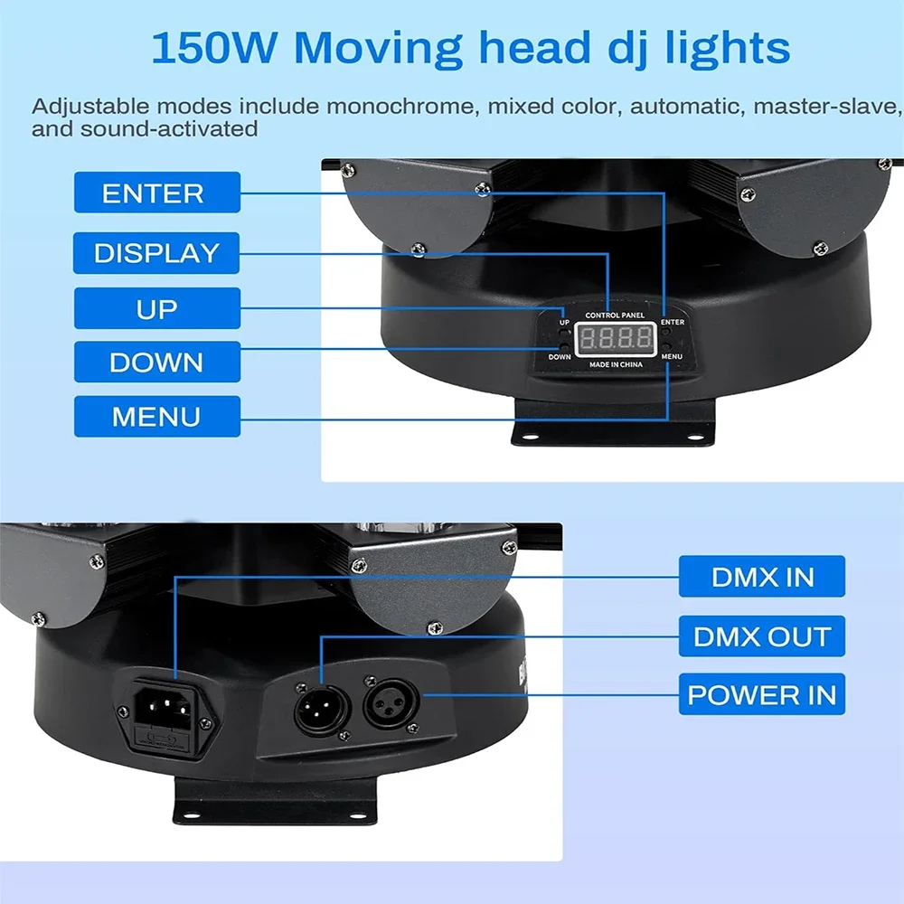 150W Moving Head Beam Light RG Laser Stage Light Strobe DMX Controller DJ Disco Light RGB Rotating Party Christmas lights Bar