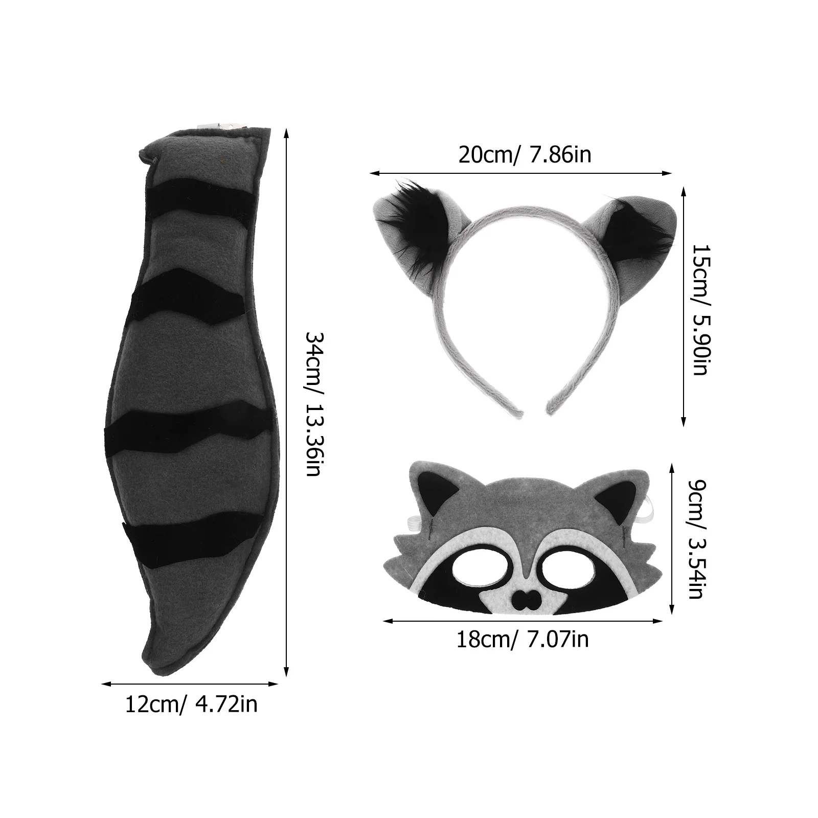 1Set Wasbeer Cosplay Prop Dier Kostuum Accessoires Oor Hoofdband Masker Staart Festival Party Halloween Hoofdtooi