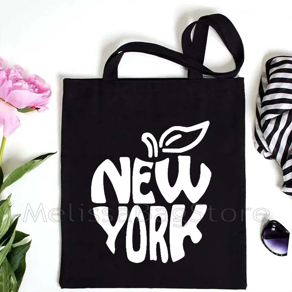 New York City The Big Apple NYC Gifts Statue Of Liberty Stamp San Francisco Lettering Print Cute Canvas Tote Bag Shopper Handbag