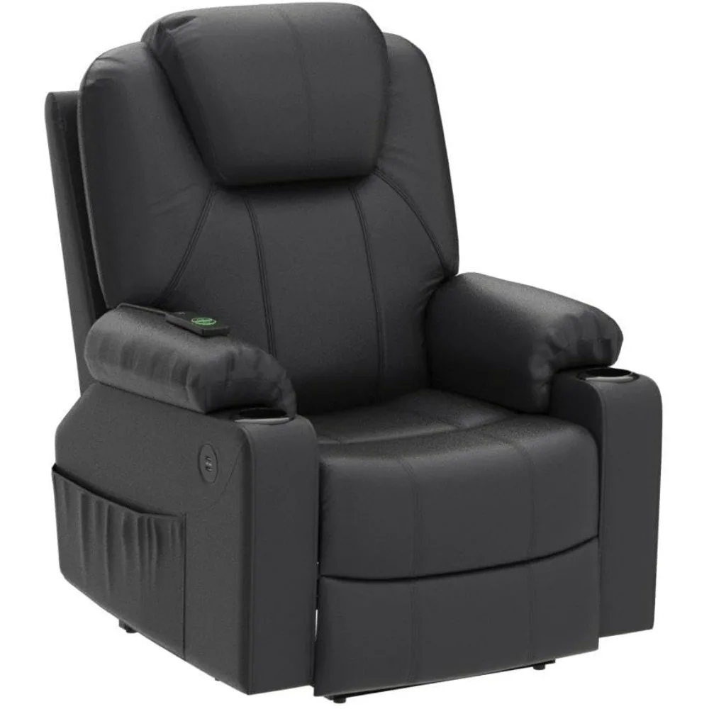 

Electric Power Lift Recliner Chair Sofa with Massage and Heat for Elderly,3 Positions 2 Side Pockets, and Cup Holders USB Ports