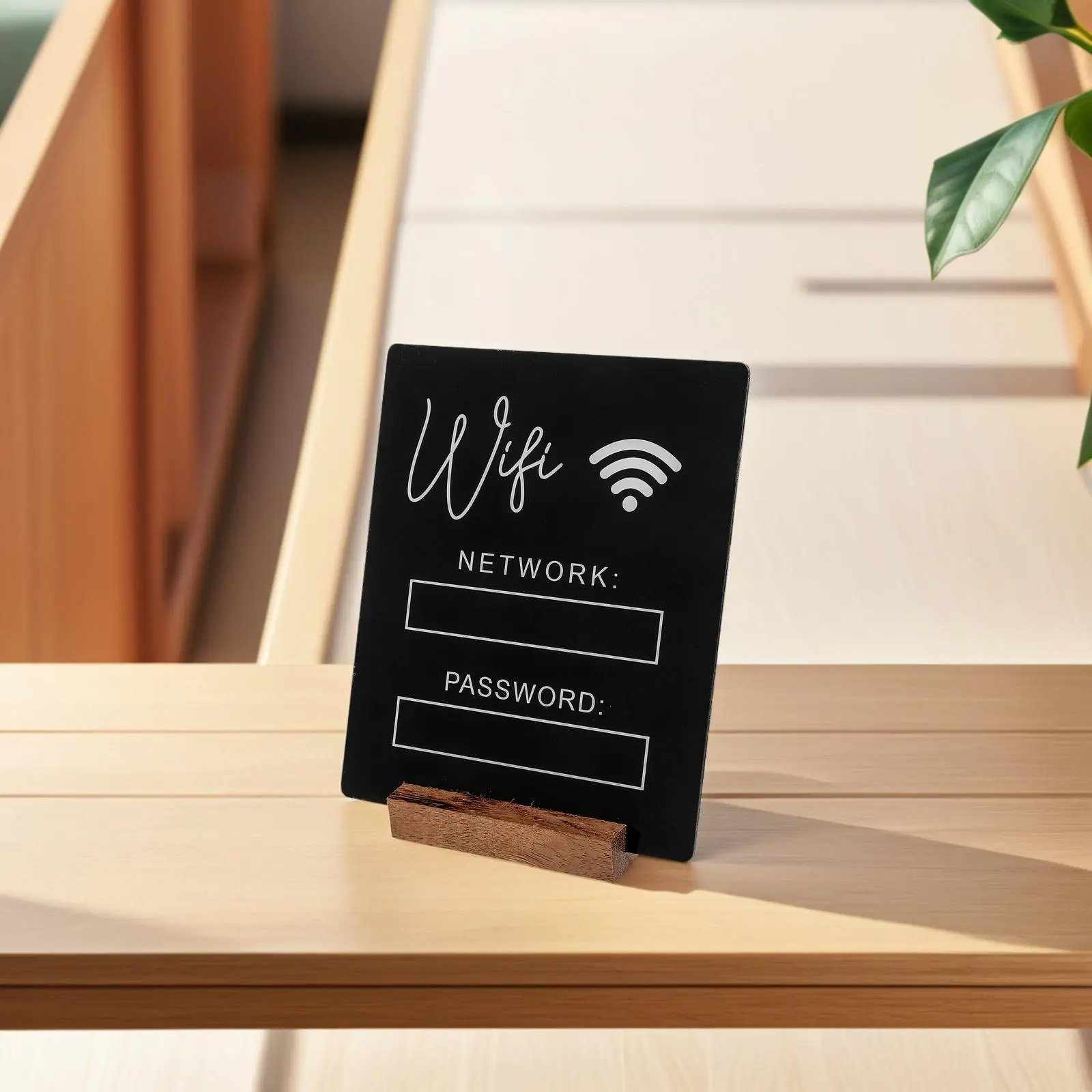 Acrylic WIFI Password Sign Black Easy Clean Home Office Restaurant Guest Room Wireless Network Reminder