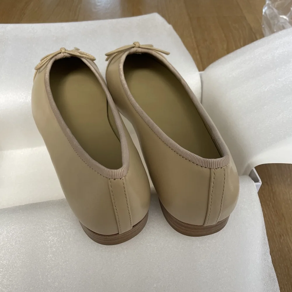 الانزلاق على فراشة عقدة الباليه الشقق جلد طبيعي أحذية نسائية جميلة مختلط الألوان عادية الشقق أحذية السيدات مريحة #5