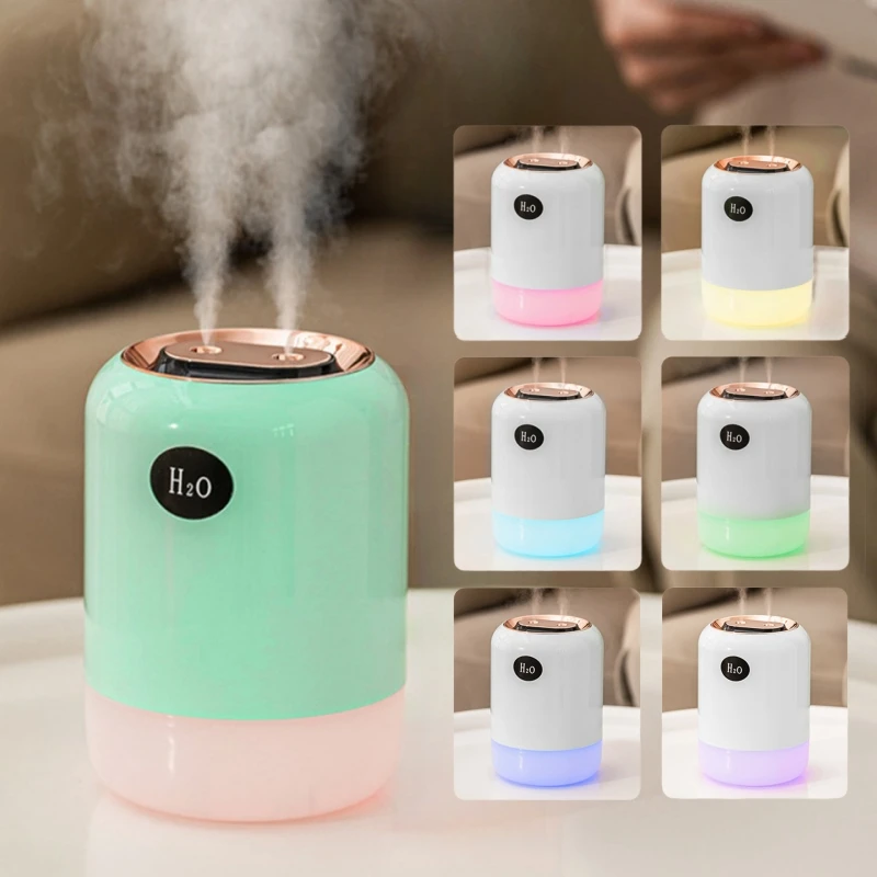 

700ML Large Capacity Double Spray USB Humidifier Air Purifier with LED Lamp for Home Ultrasonic Cool Mist Aroma Air Humidifier