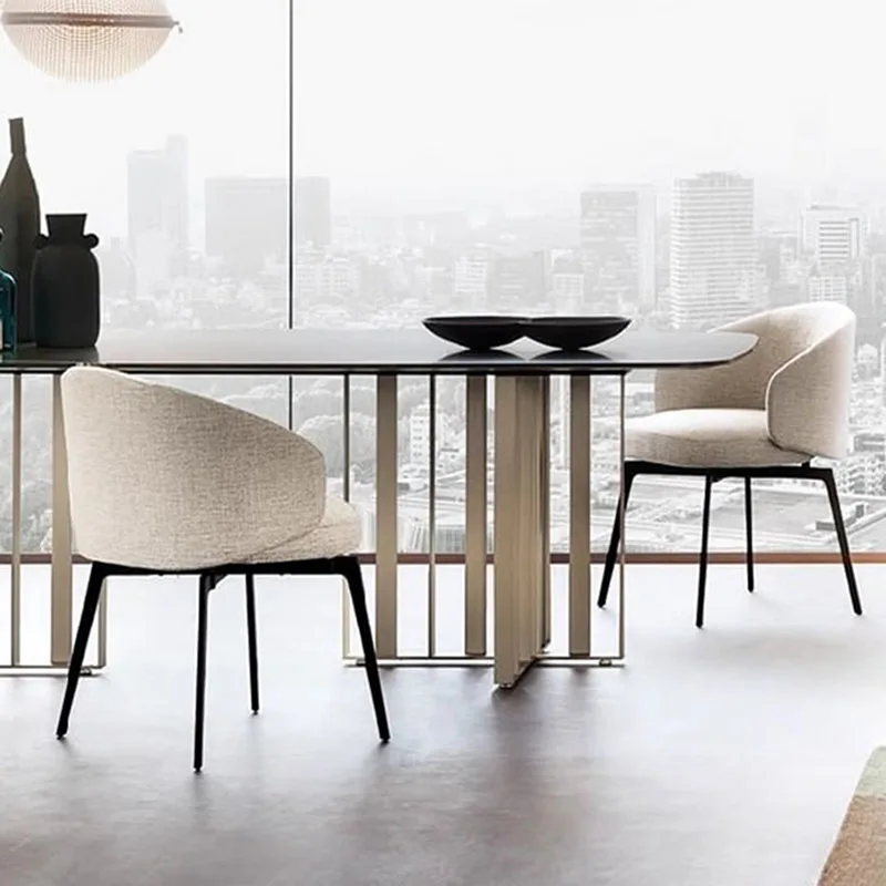 Trendy Modern Dining Chairs European Upholstered Nordic Luxury Dining Chairs With Armrest Beautiful Sillas De Comedor Furnitures