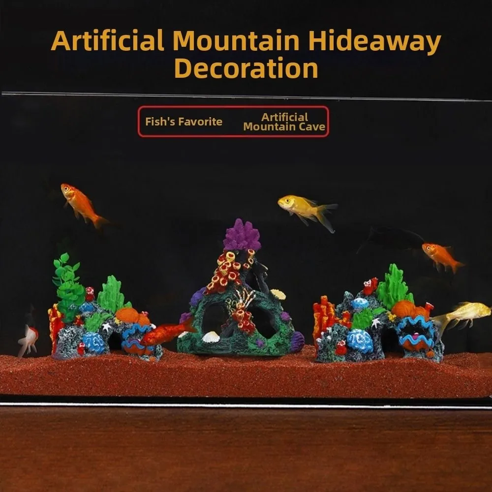 

Colorful Aquarium Coral Reef Ornaments Creative Mountain Cave Simulated Resin Rockery Fish Hideaway Natural