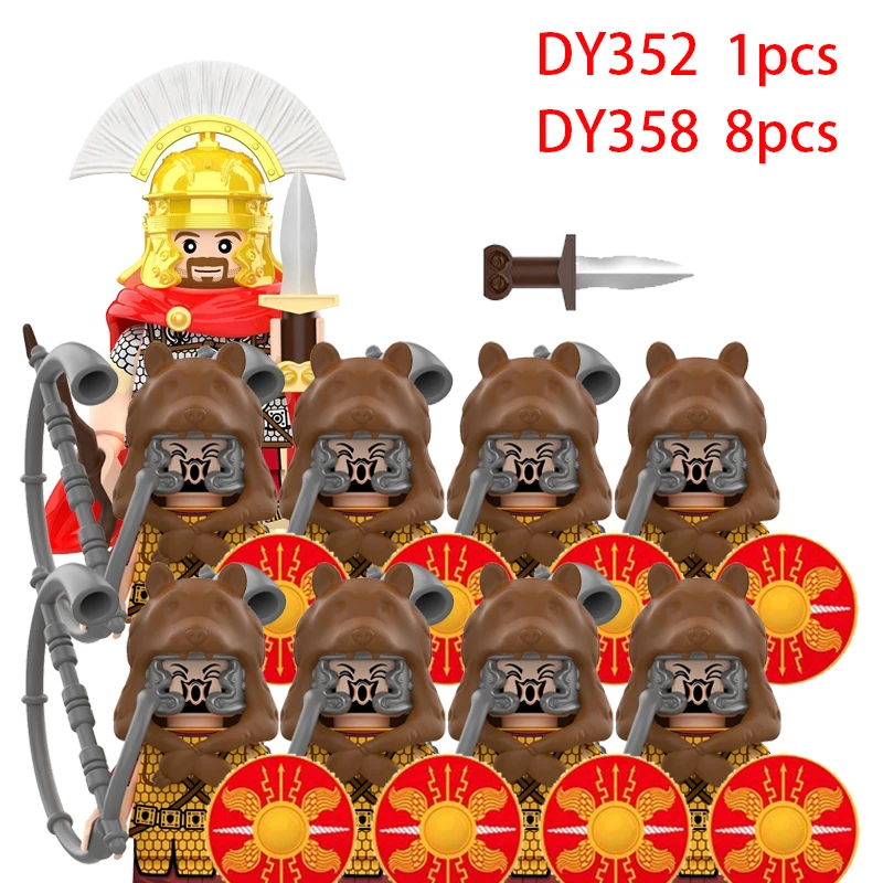 Figurines d'action de la série militaire médiévale, blocs de construction, Centurion romaine, château Empire, chevalier, soldat, personnages de film, jouet en briques