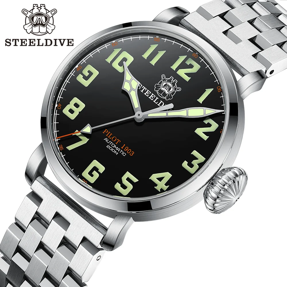 STEELDIVE SD1903 Stainless Steel Case NH35 Automatic Mechanical Men Watches C3 Luminous Sapphire