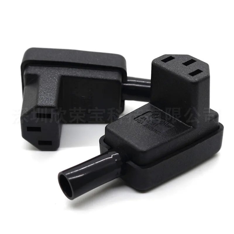 90 Degree Angled IEC 320 C13 Female Plug Electrical AC Plug 10A 250V Power Cord Cable Assemble Connector Black