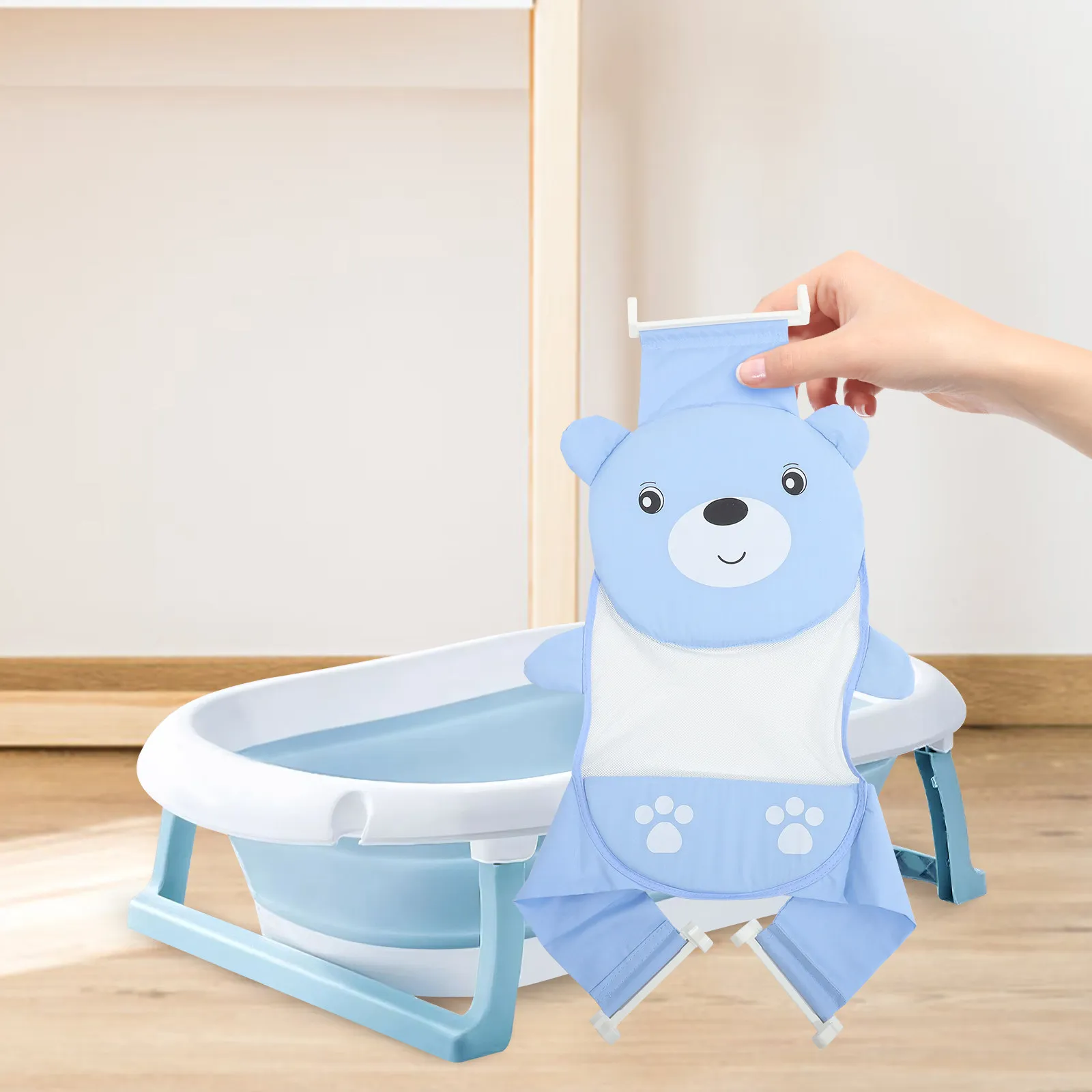 

Bathtub Sling Mesh Baby Strap Holding Bather Infant Yellow Bathing Seat Support Net