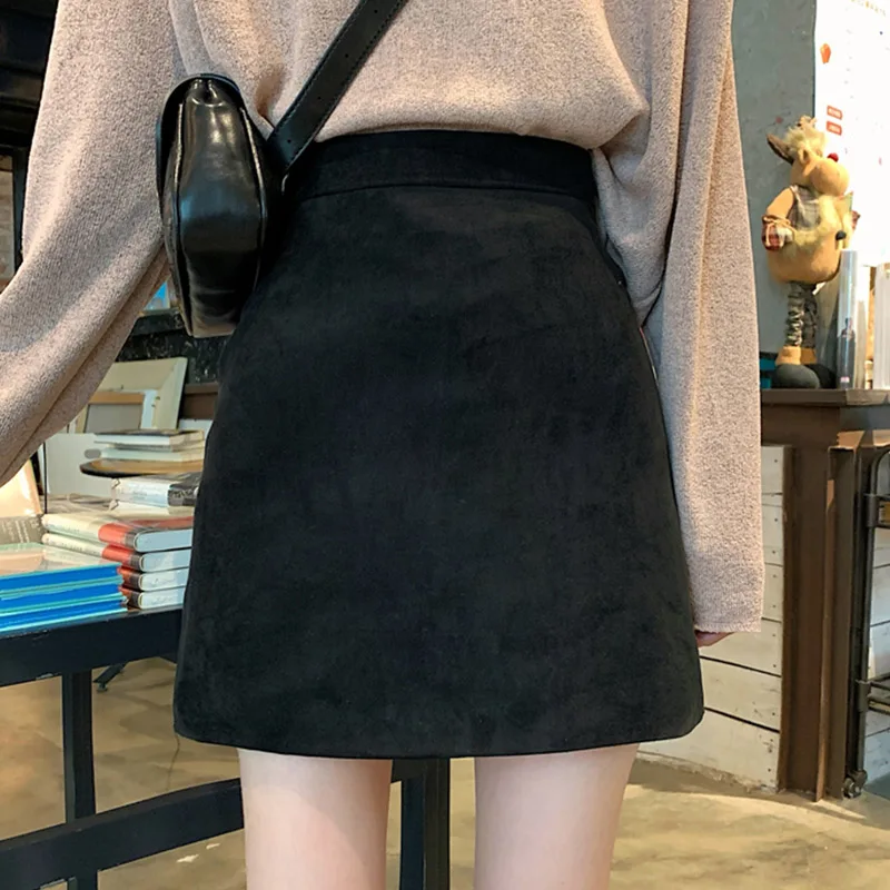 

Suede High Waist Wrapped Hip Skirt 2024 New Spring/Summer Slim A-line Skirt