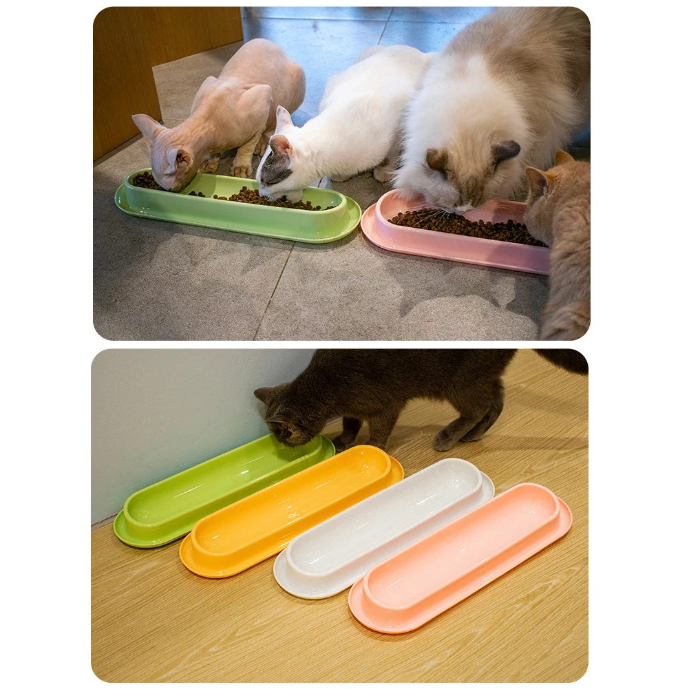 

Pet Long Feeding Bowl Leakproof Cat Dog Food Feeder Pet Supplies For Multiple Kitten Puppy Cat Supplies