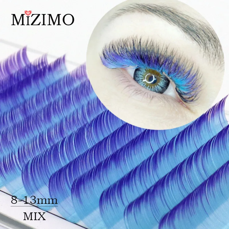 Color Single Grafted False Eyelashes Mixed Length Natural Soft Extension  0.07/0.10mm C/D 8-15mm Makeup Manual Flowering