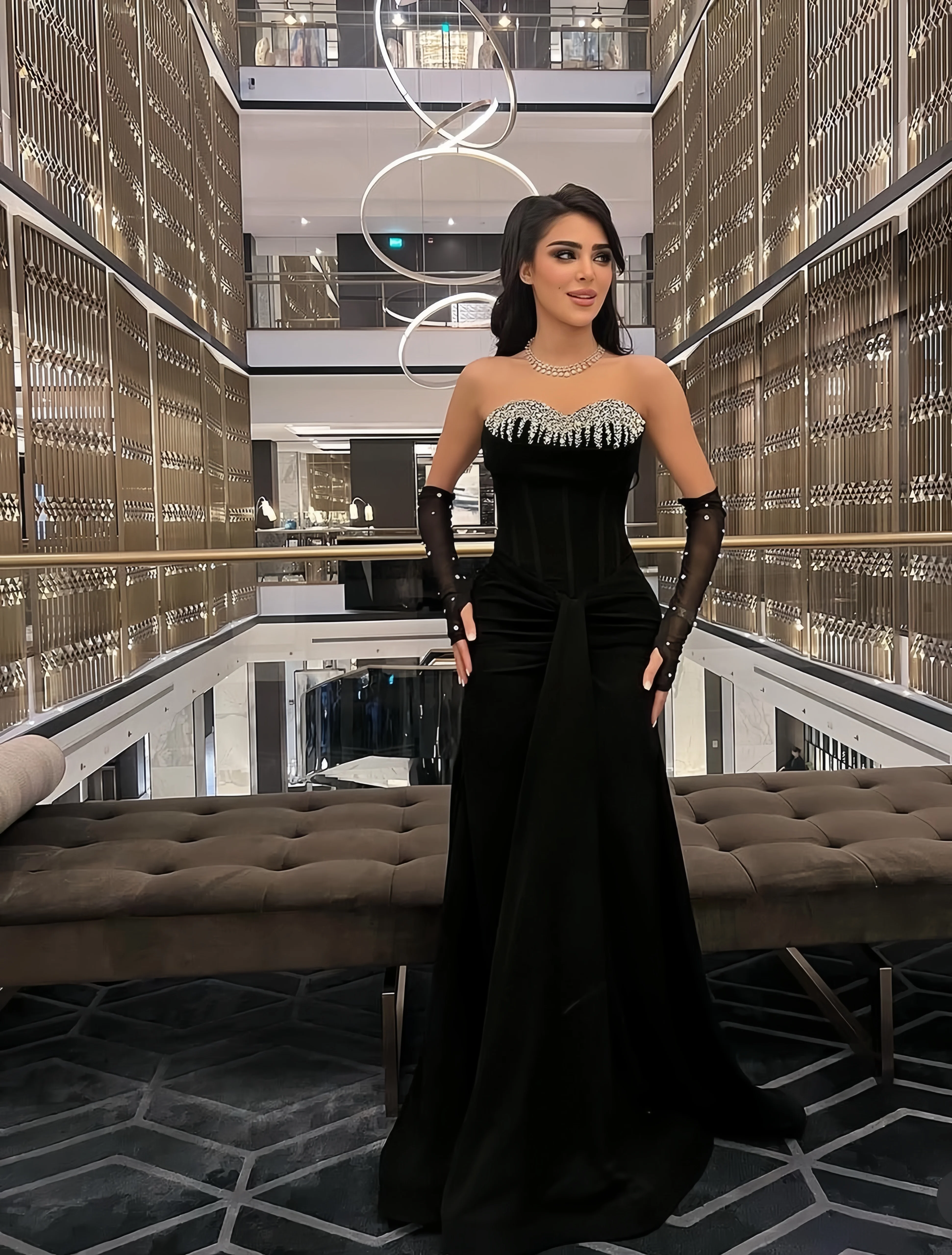 

Customized Sweet collar long sleeve Mermaid elegant luxury evening dresses dresses for special occasions Dresses gala