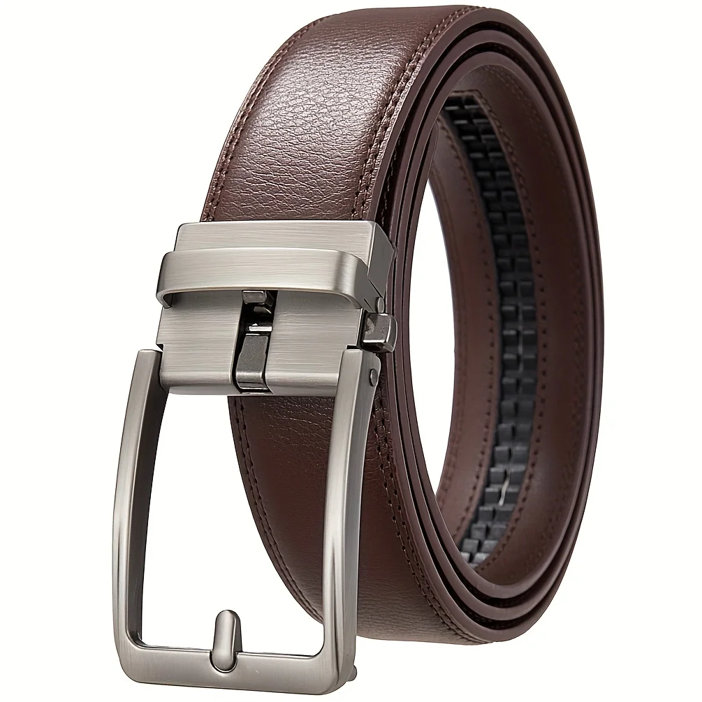 New Comfort Click Belt Men's Button Belt Fashionable and Convenient Automatic Buckle Two Layer Leather Belt Suitable for Busines