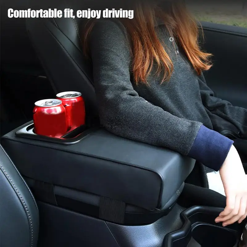 Center Console Armrest Cushion Auto Arm Rest Pad Organizer Multi-functions Cup & Tissue Holder for Front Seat Organization Road